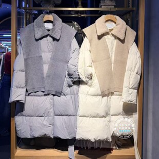 特价 MOUSSY代购 25冬 中长款毛领拼接羽绒服外套 028IAA30-1121