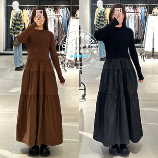 特价 MOUSSY国内代购 24冬 日系针织拼接长款连衣裙028HAA33-3111