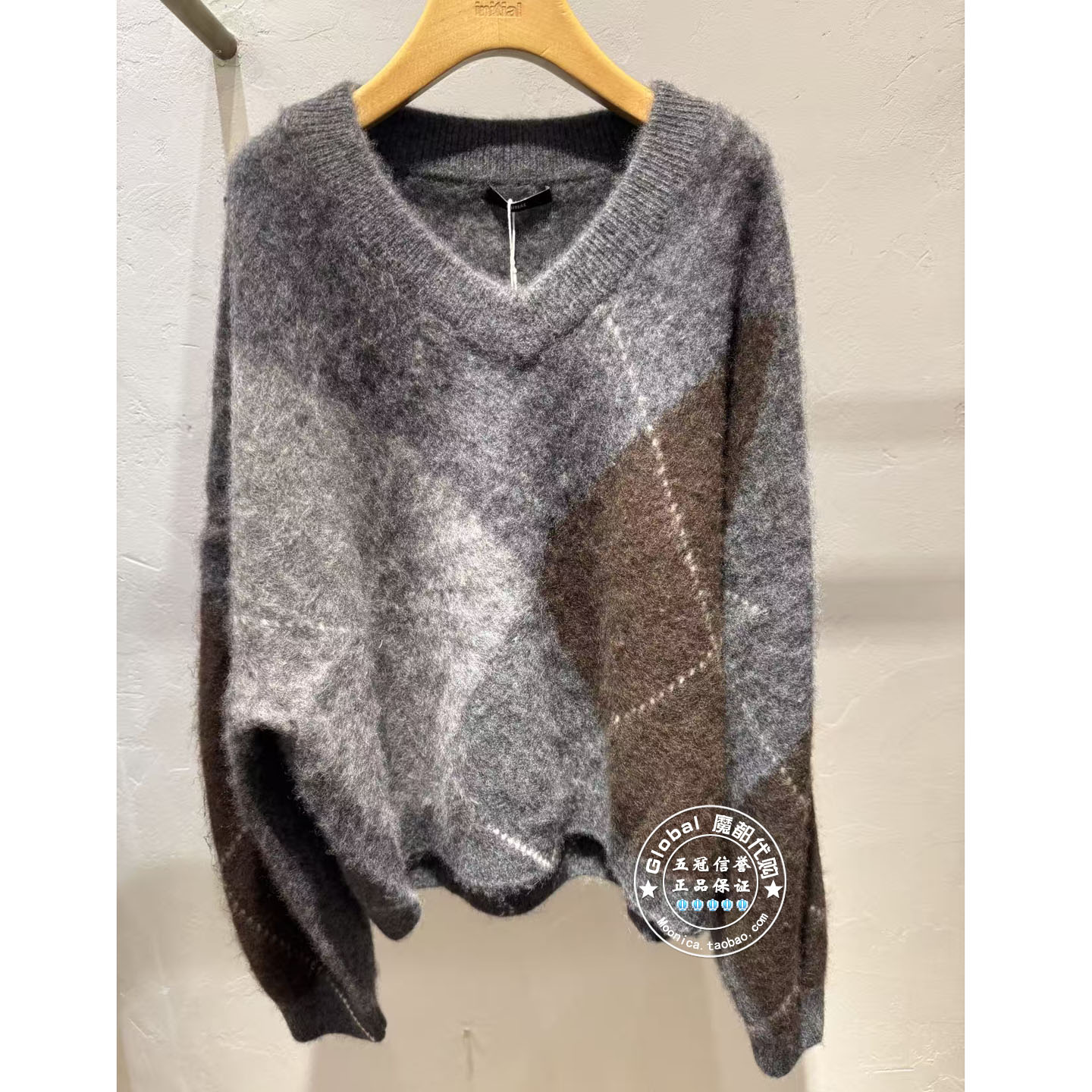 INITIAL国内代购 25冬V领复古百搭羊毛针织衫25WOTFMCVV951不退换