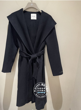 NUTS女装国内代购 25冬 纯色连帽气质中长款羊毛大衣6421512A1