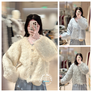 SNIDEL 国内代购 25秋冬 v领纯色毛绒宽松针织开衫 SWNT254242