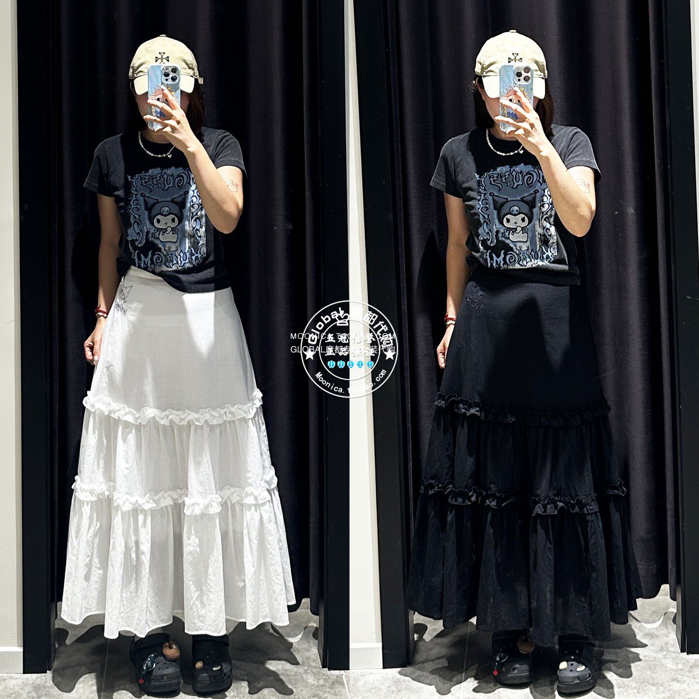 特价 MOUSSY国内代购 25秋 库洛米淑女荷叶边半身裙010IAF01-6601