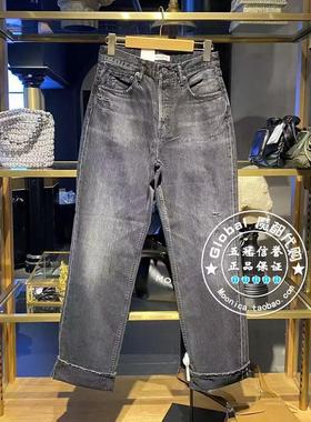 MOUSSY国内代购 24秋冬 vintage直筒黑色牛仔裤子女540HAC11-1090