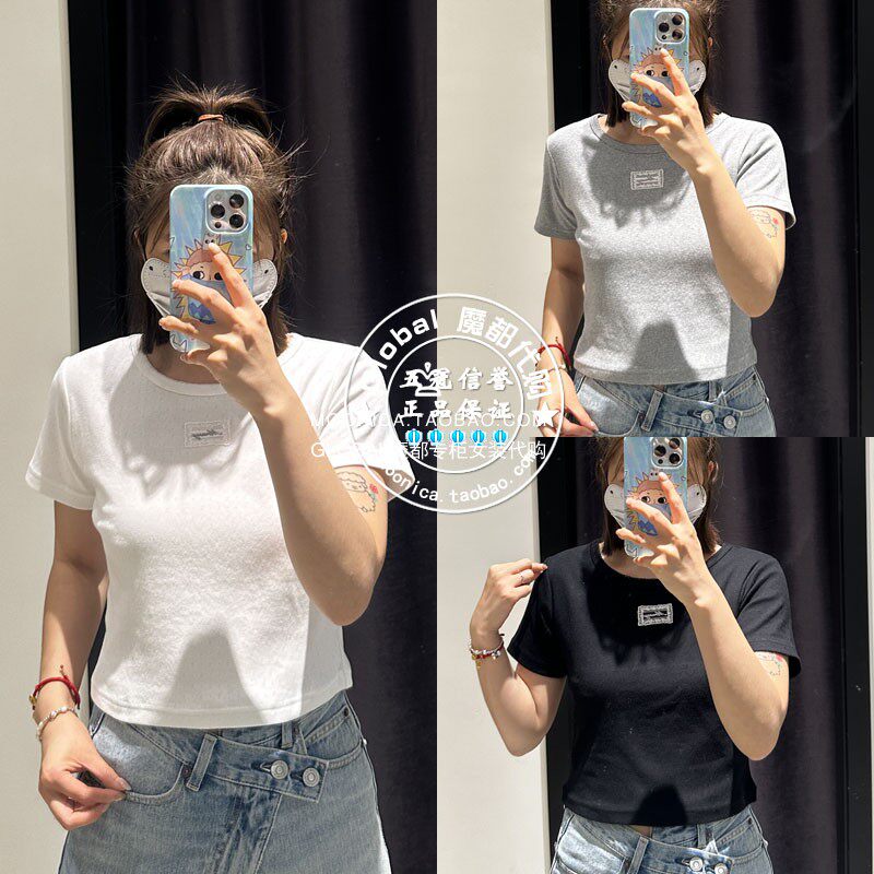 特价 MOUSSY国内代购 25夏字母logo短袖棉短款T恤衫028ISA90-1001