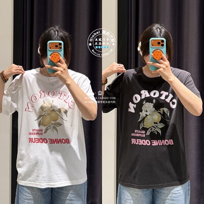 MOUSSY26夏做旧字母印花T恤衫女