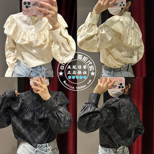 028HAZ30 MOUSSY国内代购 上衣女 24秋冬 0921 宫廷风荷叶边衬衫