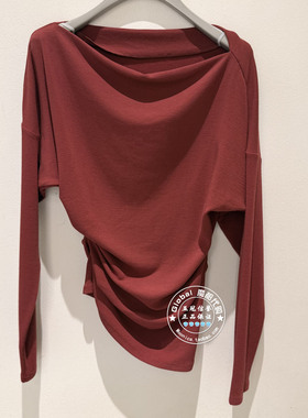 NUTS女装国内代购 2025冬 纯色圆领褶皱修身长袖T恤6410209A1