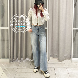 特价 SLY代购 24夏 日系微喇叭浅色直筒牛仔裤子女030HSA11-2221