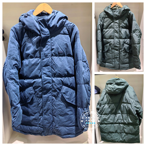 李维斯连帽羽绒服中长纯色
