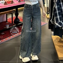 MOUSSY国内代购 25秋冬 复古直筒水洗阔腿牛仔裤女 028IAA11-1014