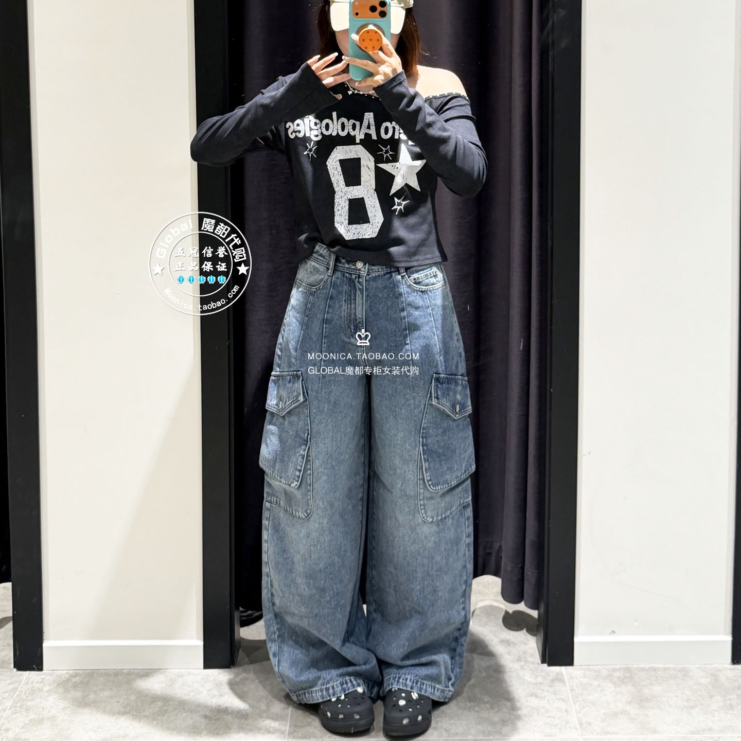 MOUSSY国内代购 26早秋 日系多口袋休闲牛仔裤子女 028JAA11-1446
