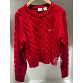 levis李维斯 26早春 女士大红色圆领毛针织开衫 正品 006Q6 0000