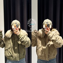 MOUSSY国内代购 25秋冬 毛领纯色复古短款棉服外套 028IAA30-1035