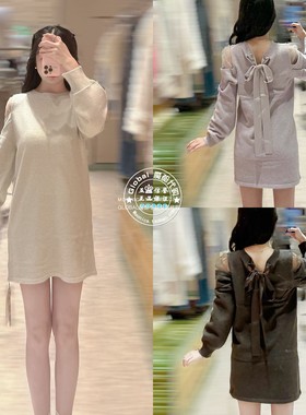 SNIDEL 国内代购 25冬 百搭露肩后背蝴蝶结针织连衣裙 SWNO255020