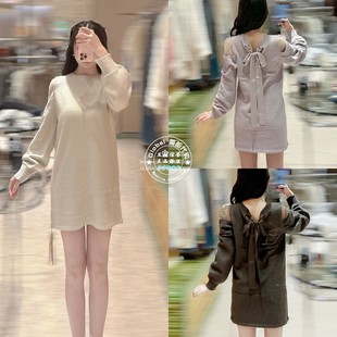 SNIDEL 国内代购 25冬 百搭露肩后背蝴蝶结针织连衣裙 SWNO255020