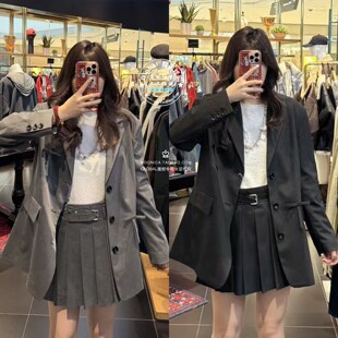 MOUSSY国内代购 26春 复古翻领宽松西装外套女 028JSA30-1014