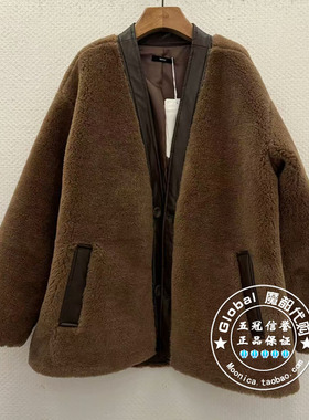 INITIAL国内代购 24冬 女纯色V领毛绒外套24WJKFMCVV885换