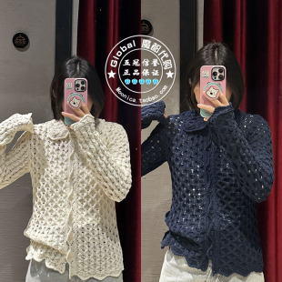 上衣010ISH70 特价 翻领镂空针织开衫 25春夏 2091 MOUSSY国内代购