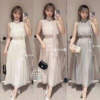 SNIDEL国内代购 26春夏 立领飘逸希腊女神无袖连衣裙 SWFO262313