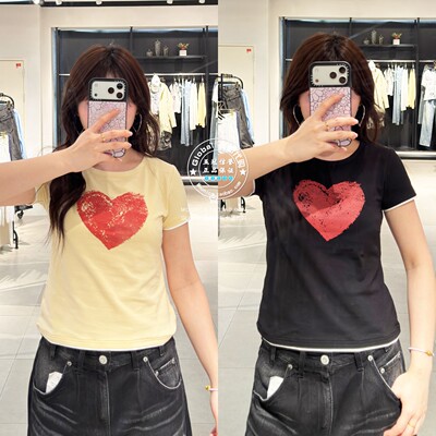 SLY26春夏心形印花短袖T恤衫女
