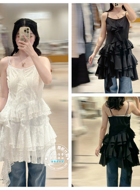 SNIDEL 国内代购 25秋冬 时尚不规则荷叶边吊带连衣裙 SWFO255080