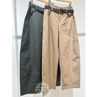 25秋 MOFAN 摩凡 国内代购 MBK574292 纯色搭腰带宽松直筒休闲裤