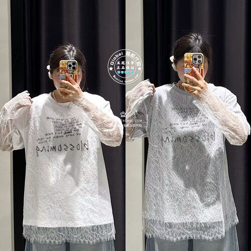 MOUSSY26春夏蕾丝假两件T恤衫女