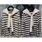 028JSC90 特价 1057 海军领条纹T恤衫 上衣女 MOUSSY国内代购 26春