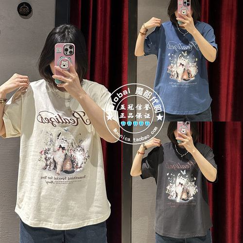 MOUSSY25春女款卡通印花短袖T恤