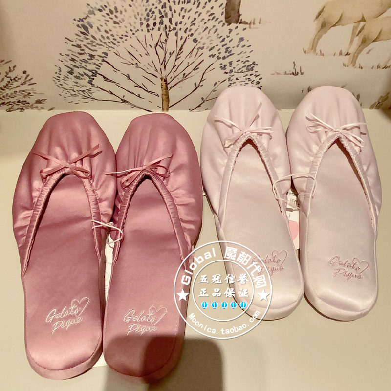 gelato pique 国内代购 24春 粉色缎面蝴蝶结拖鞋女 pwgs241655