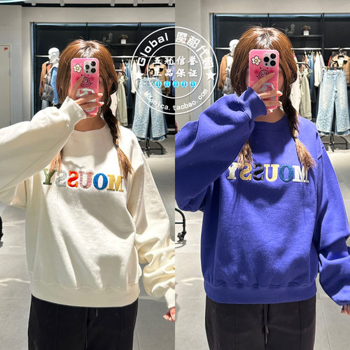 LOGO卫衣MOUSSY日系棉宽松上衣女