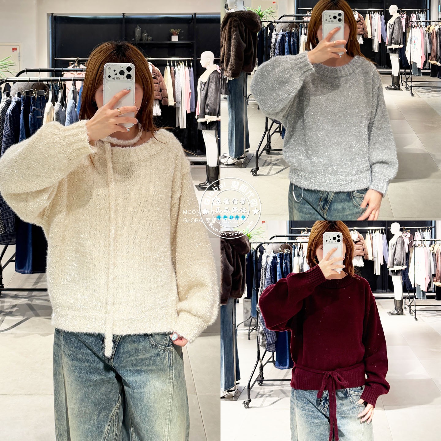 SLY套脖系带纯色两穿针织衫毛衣