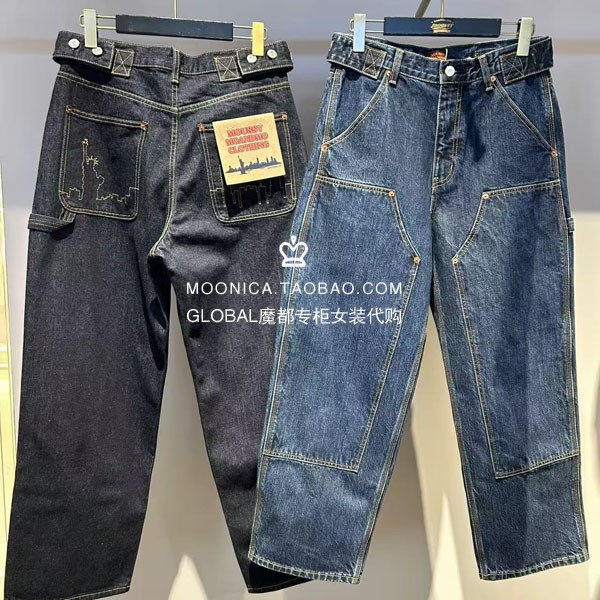 MOUSSY国内代购 25秋冬 自由女神图案牛仔裤子女 010IAF01-7811