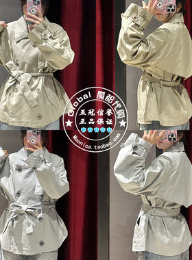 MOUSSY复古双排扣短款风衣外套