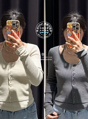 MOUSSY国内代购 26春夏 挂脖叠层修身针织衫上衣女010JS370-1381