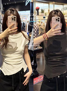 MOUSSY国内代购 26春夏BLACK短袖褶皱收腰T恤衫上衣031JSA80-1002