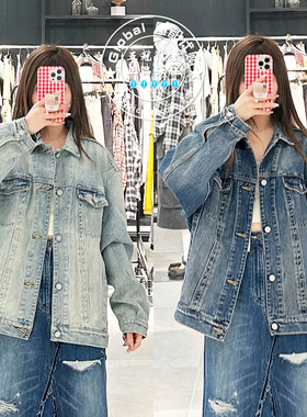 特价 MOUSSY国内代购 25春 复古做旧牛仔衣服外套 010ISS11-2151