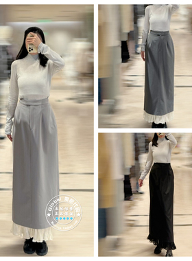 SNIDEL 国内代购 25秋冬高腰拼接后开衩半身裙 SWFS255102