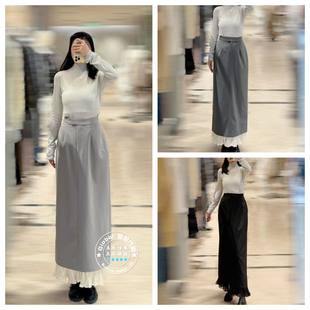 SNIDEL 国内代购 25秋冬高腰拼接后开衩半身裙 SWFS255102