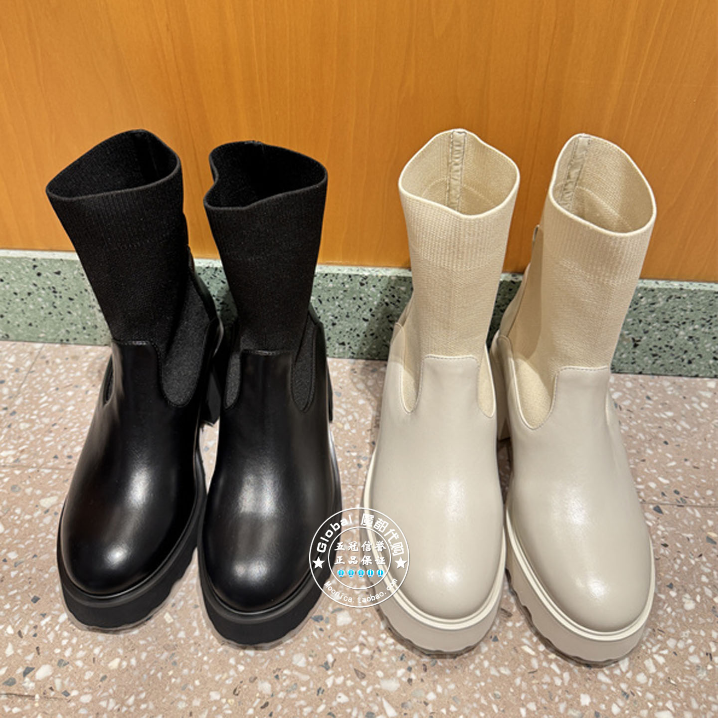 SNIDEL时装靴拼接百搭