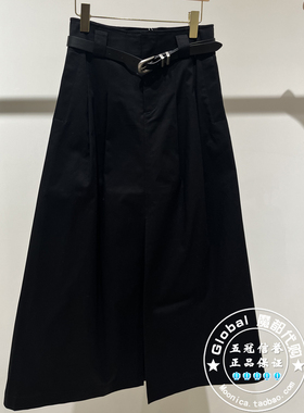 MOFAN/摩凡 国内代购 25早春 黑色A字中长搭腰带半身裙 MAB553042