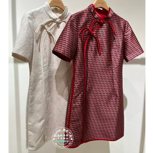 MOFAN/摩凡 国内代购 25秋冬 国风盘扣短袖连衣裙旗袍 MBL586158