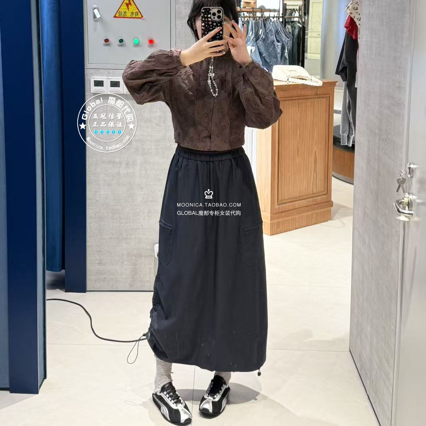 SLY日系高腰直筒复古半身裙子