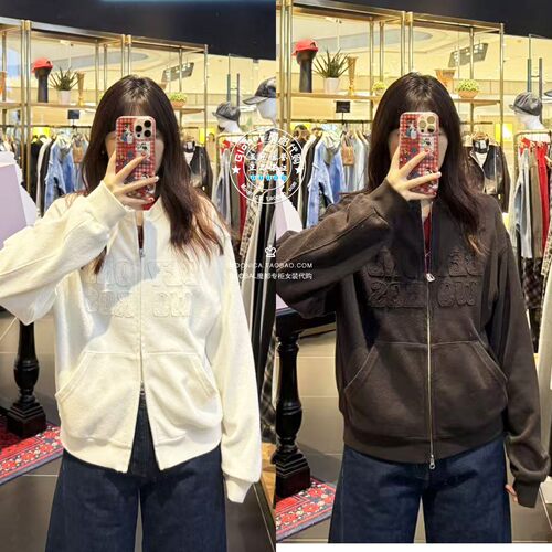 MOUSSY圆领字母拉链衫卫衣上衣女