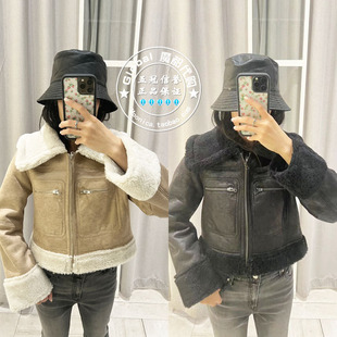 特价 SLY代购 24冬 毛绒翻领机车风两穿短棉服外套030HAA30-1131