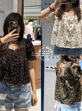 MOUSSY国内代购 26春夏 日系方领碎花褶皱短袖衬衫 028JSA30-1090