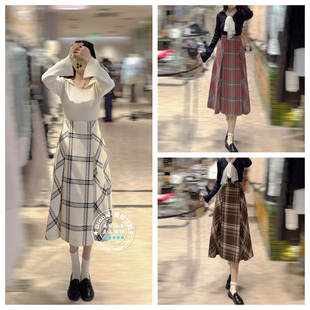 SNIDEL 国内代购 25冬 百搭高腰格纹毛呢半身裙 SWFS254144