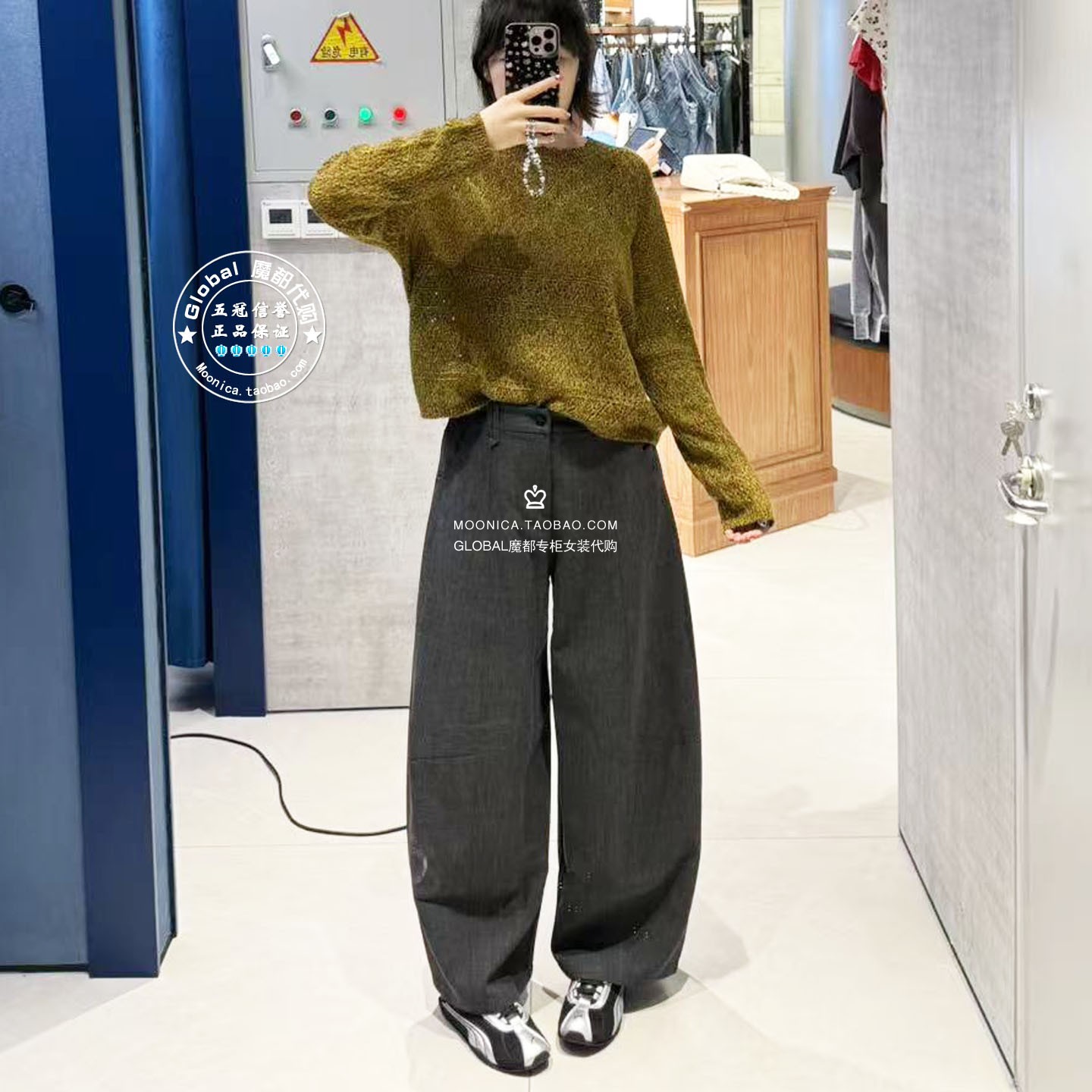 SLY日系复古纯色阔腿休闲裤子女