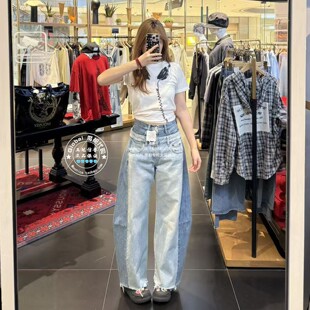 子 MOUSSY国内代购 26春夏 休闲宽松拼接阔腿牛仔裤 3481 010JSF01