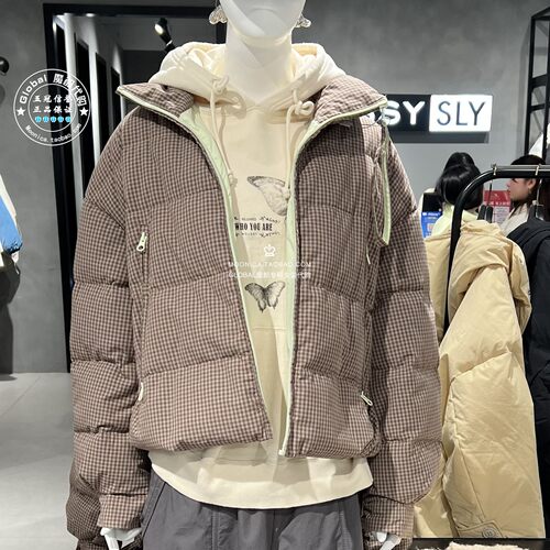 特价MOUSSY26秋冬格纹羽绒服女